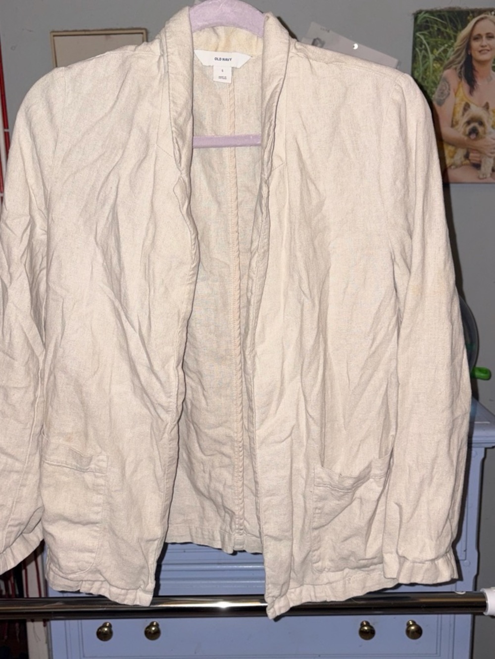Old Navy Women's Cream Open-Front Blazer Jacket